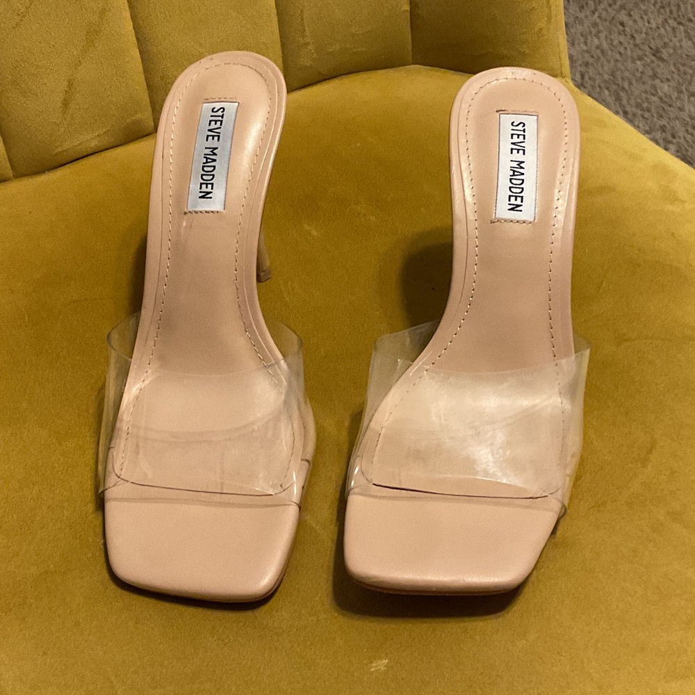 Steve Madden Blush and Clear Strap Heels